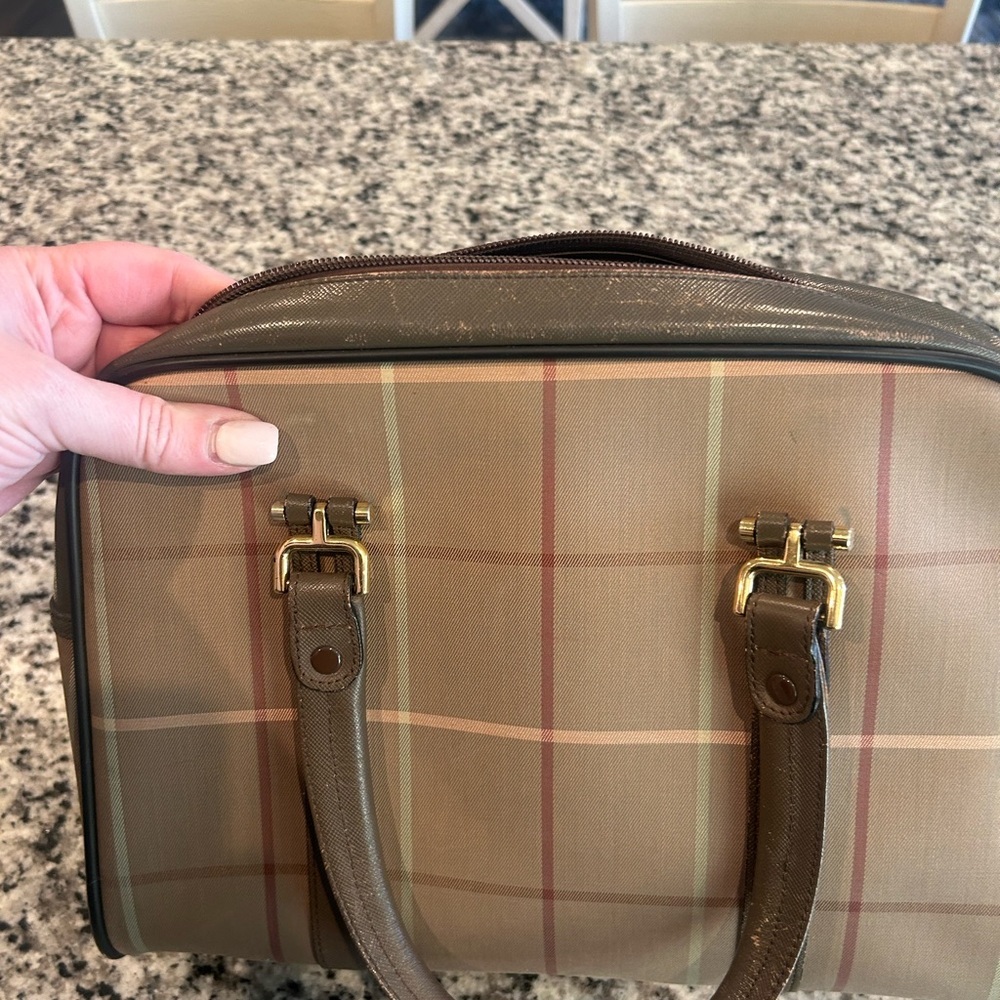 Authentic Burberry Plaid Vintage Handbag with Dark Brown Accents - Picture 9 of 13